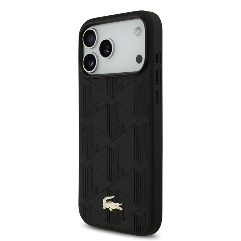 Apple iPhone 17 Pro Max Case Lacoste Original Licensed M-Safe Charging Feature PU Leather Design Mixed Monogram Pattern Cover - 7