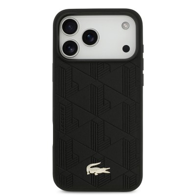 Apple iPhone 17 Pro Max Case Lacoste Original Licensed M-Safe Charging Feature PU Leather Design Mixed Monogram Pattern Cover - 4