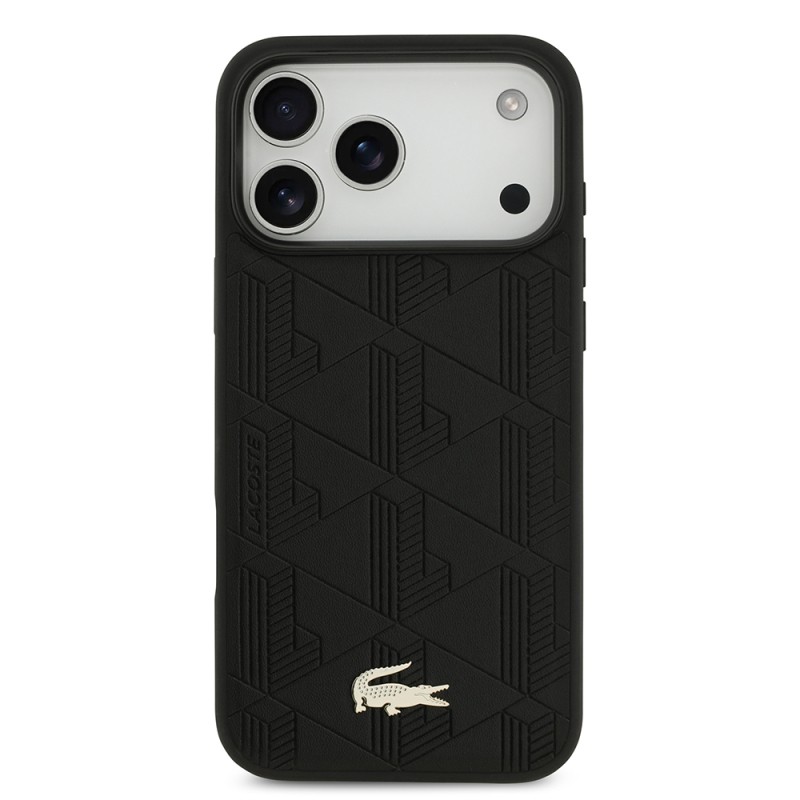 Apple iPhone 17 Pro Max Case Lacoste Original Licensed M-Safe Charging Feature PU Leather Design Mixed Monogram Pattern Cover - 4