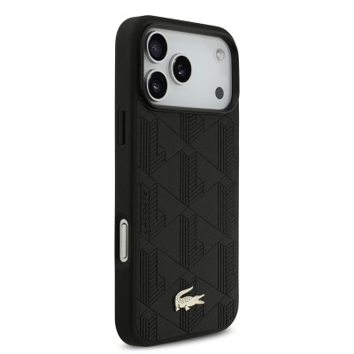 Apple iPhone 17 Pro Max Case Lacoste Original Licensed M-Safe Charging Feature PU Leather Design Mixed Monogram Pattern Cover - 6
