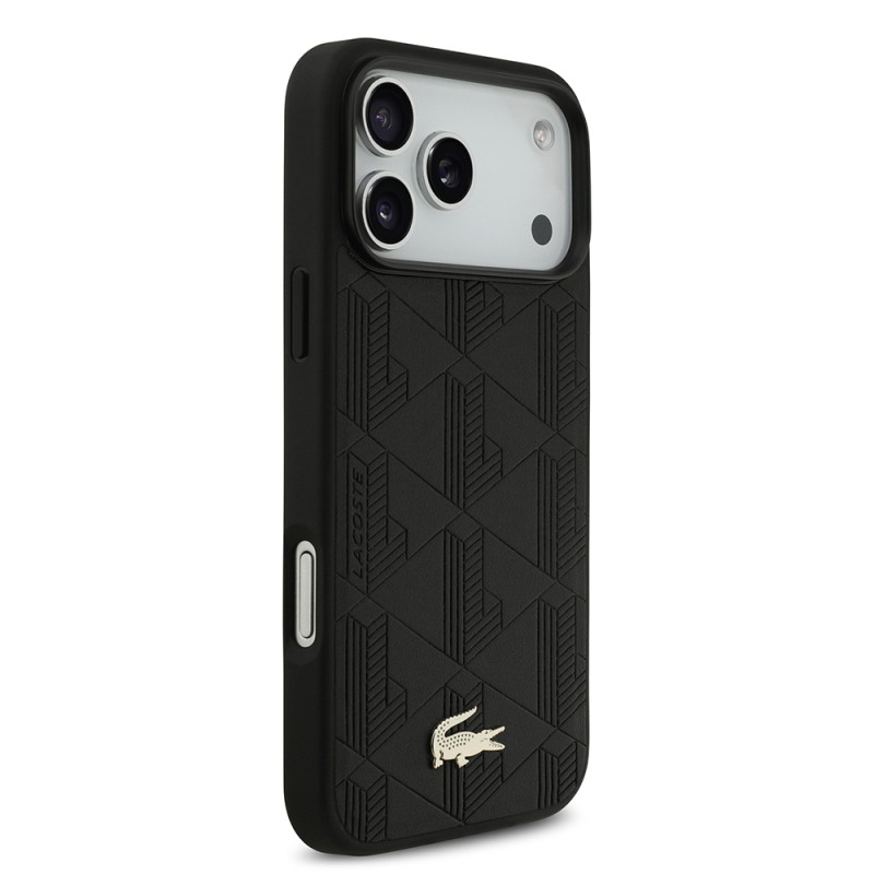 Apple iPhone 17 Pro Max Case Lacoste Original Licensed M-Safe Charging Feature PU Leather Design Mixed Monogram Pattern Cover - 6