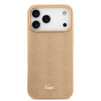 Apple iPhone 17 Pro Max Case Lacoste Original Licensed M-Safe Charging Feature PU Leather Design Mixed Monogram Pattern Cover - 11