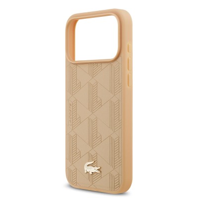 Apple iPhone 17 Pro Max Case Lacoste Original Licensed M-Safe Charging Feature PU Leather Design Mixed Monogram Pattern Cover - 14
