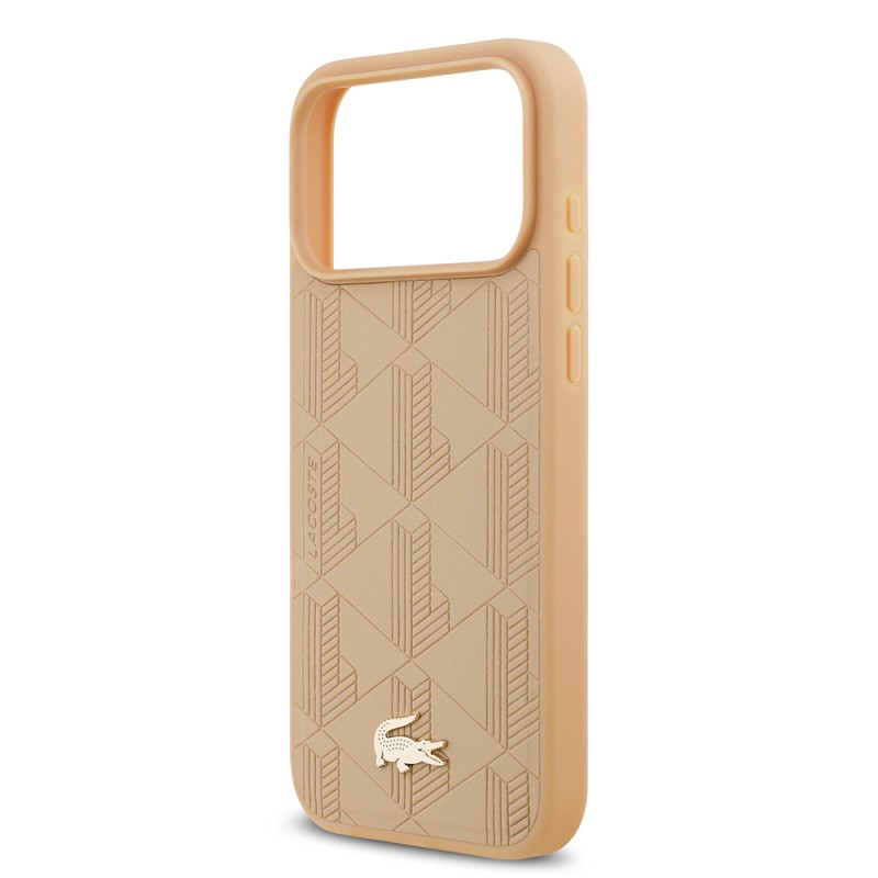 Apple iPhone 17 Pro Max Case Lacoste Original Licensed M-Safe Charging Feature PU Leather Design Mixed Monogram Pattern Cover - 14