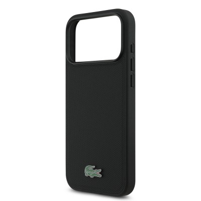 Apple iPhone 17 Pro Max Case Lacoste Original Licensed M-Safe Charging Feature PU Pique Pattern Metal Logo Card Holder Cover - 9