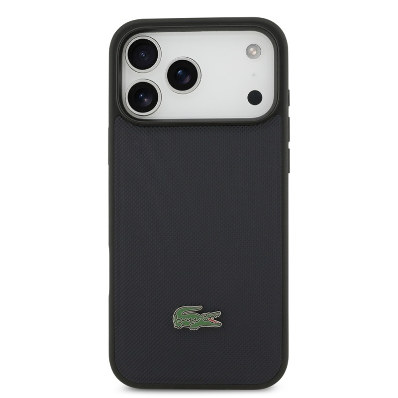 Apple iPhone 17 Pro Max Case Lacoste Original Licensed M-Safe Charging Feature PU Pique Pattern Metal Logo Card Holder Cover - 24