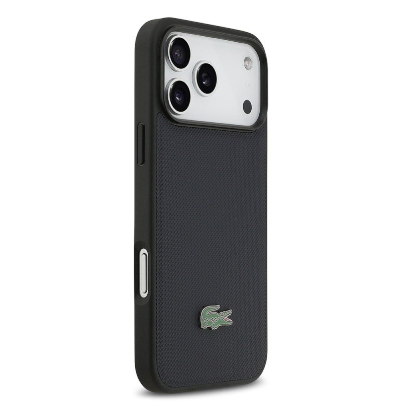 Apple iPhone 17 Pro Max Case Lacoste Original Licensed M-Safe Charging Feature PU Pique Pattern Metal Logo Card Holder Cover - 25
