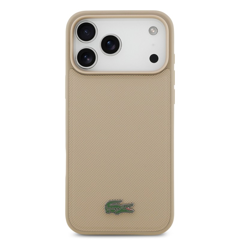 Apple iPhone 17 Pro Max Case Lacoste Original Licensed M-Safe Charging Feature PU Pique Pattern Metal Logo Card Holder Cover - 33