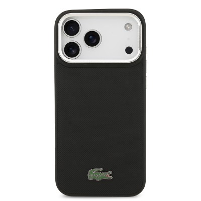 Apple iPhone 17 Pro Max Case Lacoste Original Licensed M-safe Charging Feature PU Pique Pattern Stand Metal Logo Cover - 7