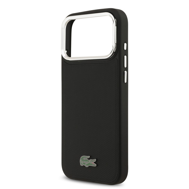 Apple iPhone 17 Pro Max Case Lacoste Original Licensed M-safe Charging Feature PU Pique Pattern Stand Metal Logo Cover - 10