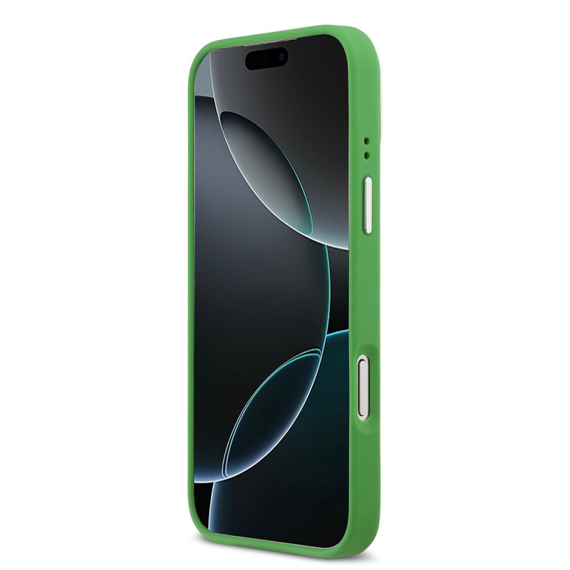 Apple iPhone 17 Pro Max Case Lacoste Original Licensed M-safe Charging Feature PU Pique Pattern Stand Metal Logo Cover - 16