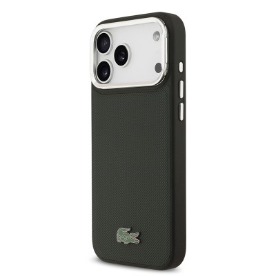 Apple iPhone 17 Pro Max Case Lacoste Original Licensed M-safe Charging Feature PU Pique Pattern Stand Metal Logo Cover - 20