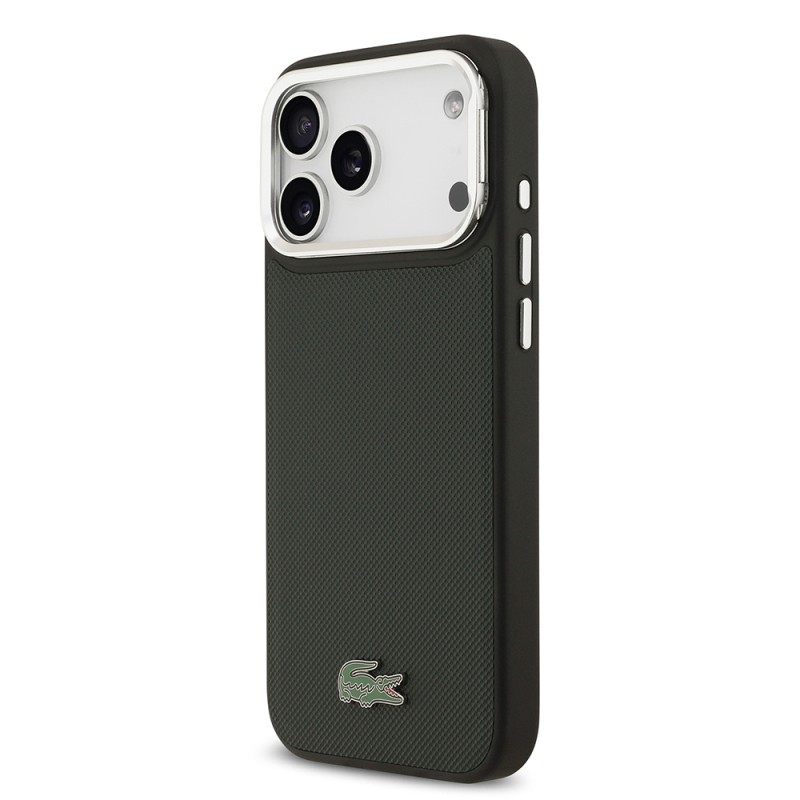 Apple iPhone 17 Pro Max Case Lacoste Original Licensed M-safe Charging Feature PU Pique Pattern Stand Metal Logo Cover - 20
