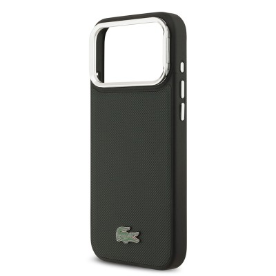 Apple iPhone 17 Pro Max Case Lacoste Original Licensed M-safe Charging Feature PU Pique Pattern Stand Metal Logo Cover - 24