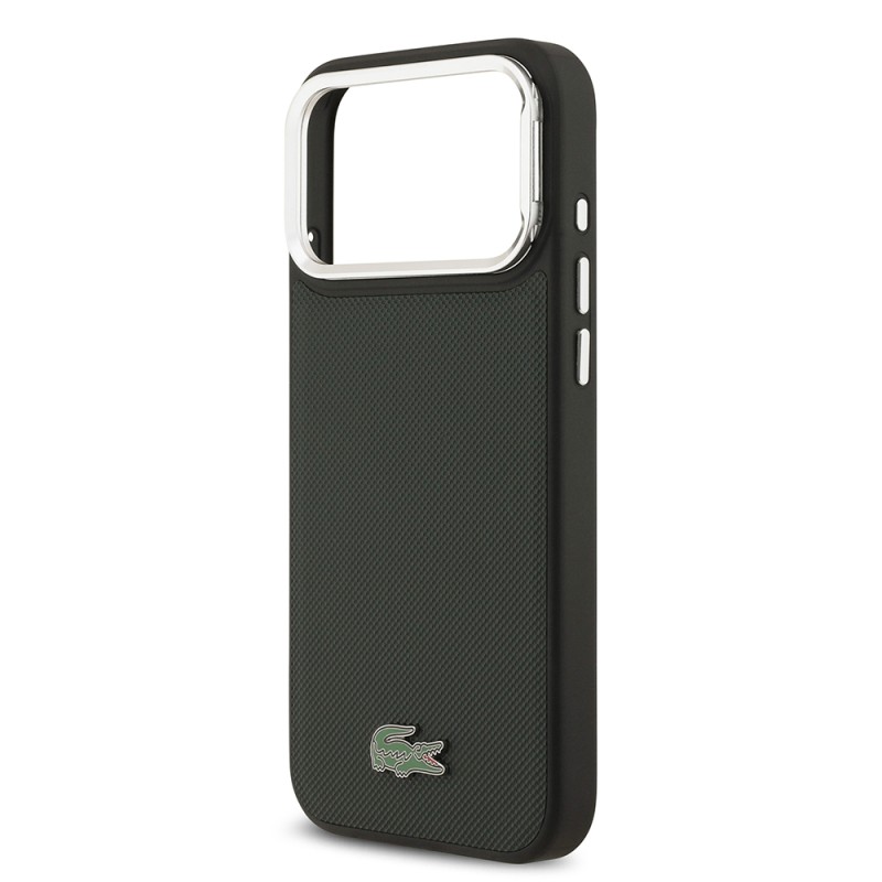 Apple iPhone 17 Pro Max Case Lacoste Original Licensed M-safe Charging Feature PU Pique Pattern Stand Metal Logo Cover - 24
