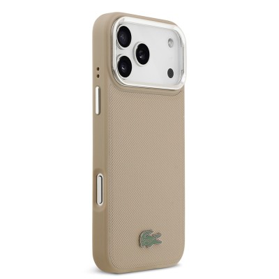 Apple iPhone 17 Pro Max Case Lacoste Original Licensed M-safe Charging Feature PU Pique Pattern Stand Metal Logo Cover - 29