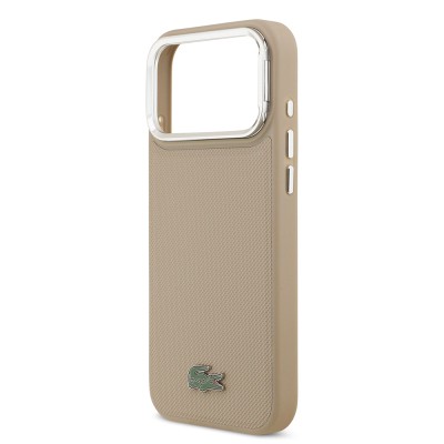 Apple iPhone 17 Pro Max Case Lacoste Original Licensed M-safe Charging Feature PU Pique Pattern Stand Metal Logo Cover - 31