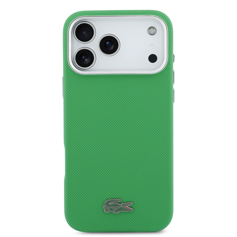 Apple iPhone 17 Pro Max Case Lacoste Original Licensed M-Safe Charging Feature PVC Piqué Patterned Back Surface Iconic Crocodile Weave Logo Cover - 11