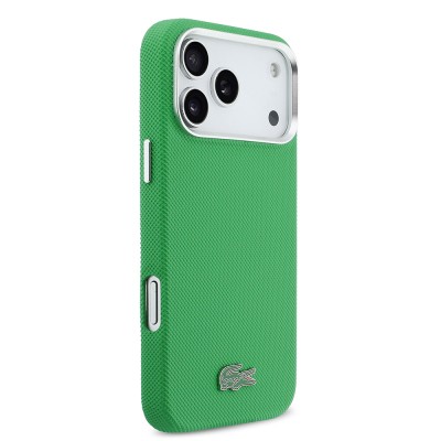 Apple iPhone 17 Pro Max Case Lacoste Original Licensed M-Safe Charging Feature PVC Piqué Patterned Back Surface Iconic Crocodile Weave Logo Cover - 12