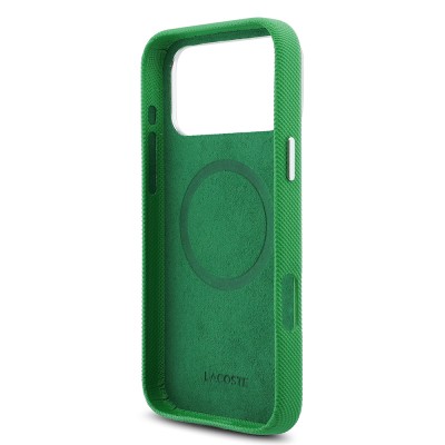 Apple iPhone 17 Pro Max Case Lacoste Original Licensed M-Safe Charging Feature PVC Piqué Patterned Back Surface Iconic Crocodile Weave Logo Cover - 15