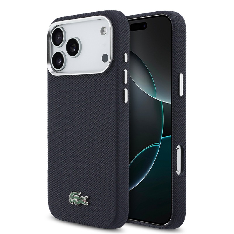 Apple iPhone 17 Pro Max Case Lacoste Original Licensed M-Safe Charging Feature PVC Piqué Patterned Back Surface Iconic Crocodile Weave Logo Cover - 17