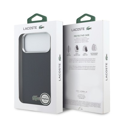 Apple iPhone 17 Pro Max Case Lacoste Original Licensed M-Safe Charging Feature PVC Piqué Patterned Back Surface Iconic Crocodile Weave Logo Cover - 24