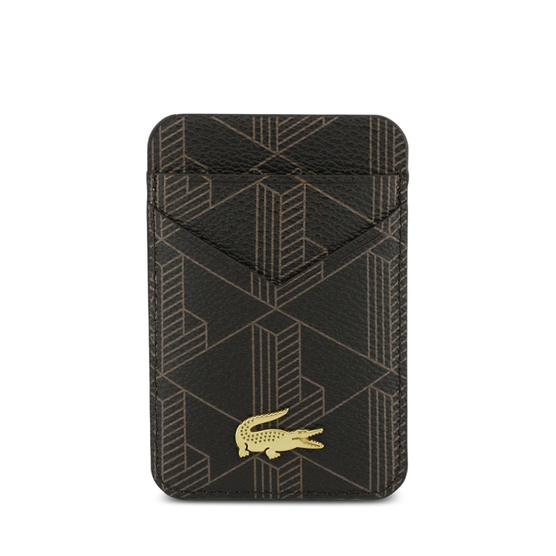 Apple iPhone 17 Pro Max Case Lacoste Original Licensed M-Safe Charging Function PU Leather Design Card Holder Mixed Monogram Pattern Cover - 30