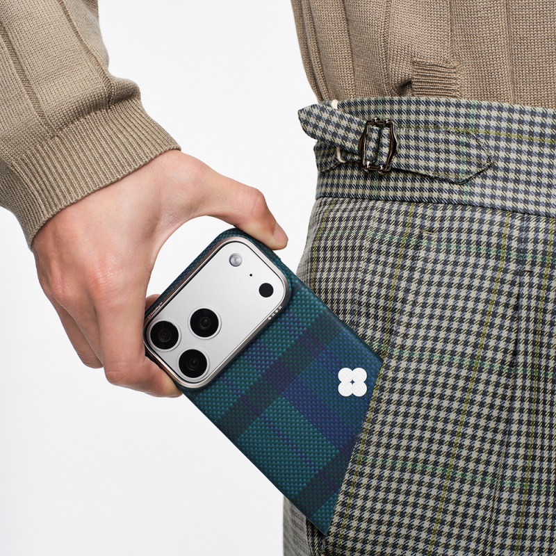 Apple iPhone 17 Pro Max Case M-safe Charging Enabled Aramid Fiber Pitaka Flora in Grid Series Cover - 13