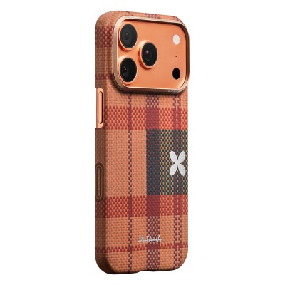 Apple iPhone 17 Pro Max Case M-safe Charging Enabled Aramid Fiber Pitaka Flora in Grid Series Cover - 6