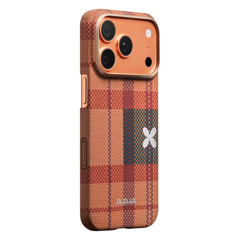 Apple iPhone 17 Pro Max Case M-safe Charging Enabled Aramid Fiber Pitaka Flora in Grid Series Cover - 6