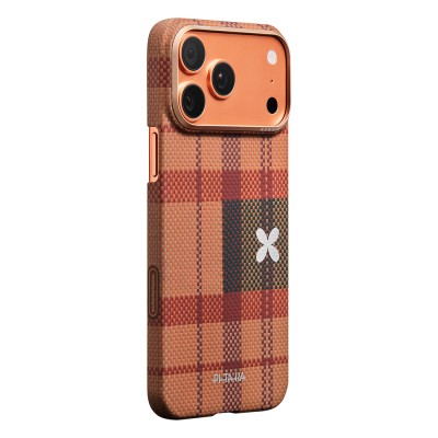 Apple iPhone 17 Pro Max Case M-safe Charging Enabled Aramid Fiber Pitaka Flora in Grid Series Cover - 4
