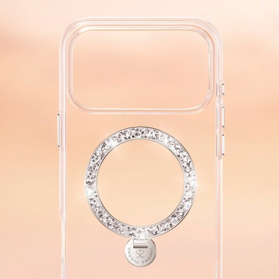Apple iPhone 17 Pro Max Case M-safe Charging Enabled Glitter Stand Pynana Dancing Circle Trendy Series Cover - 10