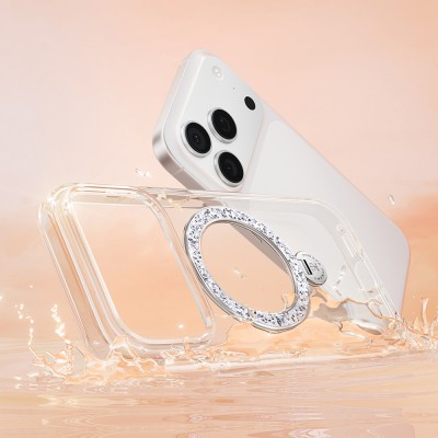 Apple iPhone 17 Pro Max Case M-safe Charging Enabled Glitter Stand Pynana Dancing Circle Trendy Series Cover - 12