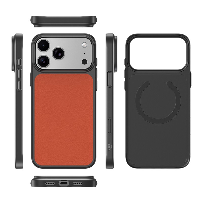 Apple iPhone 17 Pro Max Case M-Safe Charging Enabled PU Zore Paris Trexo Hard PC Cover - 41