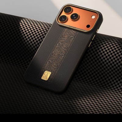 Apple iPhone 17 Pro Max Case M-safe Charging Enabled Raptic Aramid Dual Rise Series 24K Gold Plated Cover - 10
