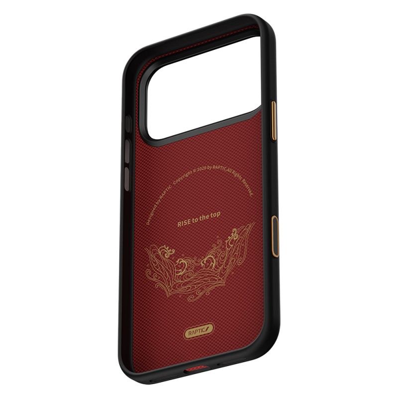 Apple iPhone 17 Pro Max Case M-safe Charging Enabled Raptic Aramid Dual Rise Series 24K Gold Plated Cover - 7