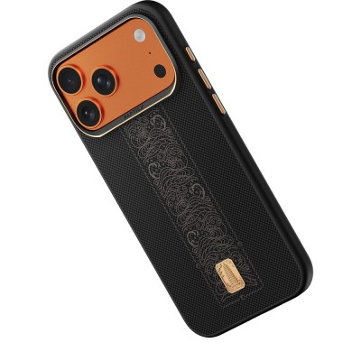 Apple iPhone 17 Pro Max Case M-safe Charging Enabled Raptic Aramid Dual Rise Series 24K Gold Plated Cover - 3