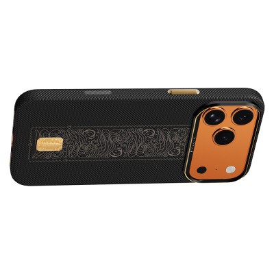 Apple iPhone 17 Pro Max Case M-safe Charging Enabled Raptic Aramid Skin Rise Series 24K Gold Plated Cover - 5