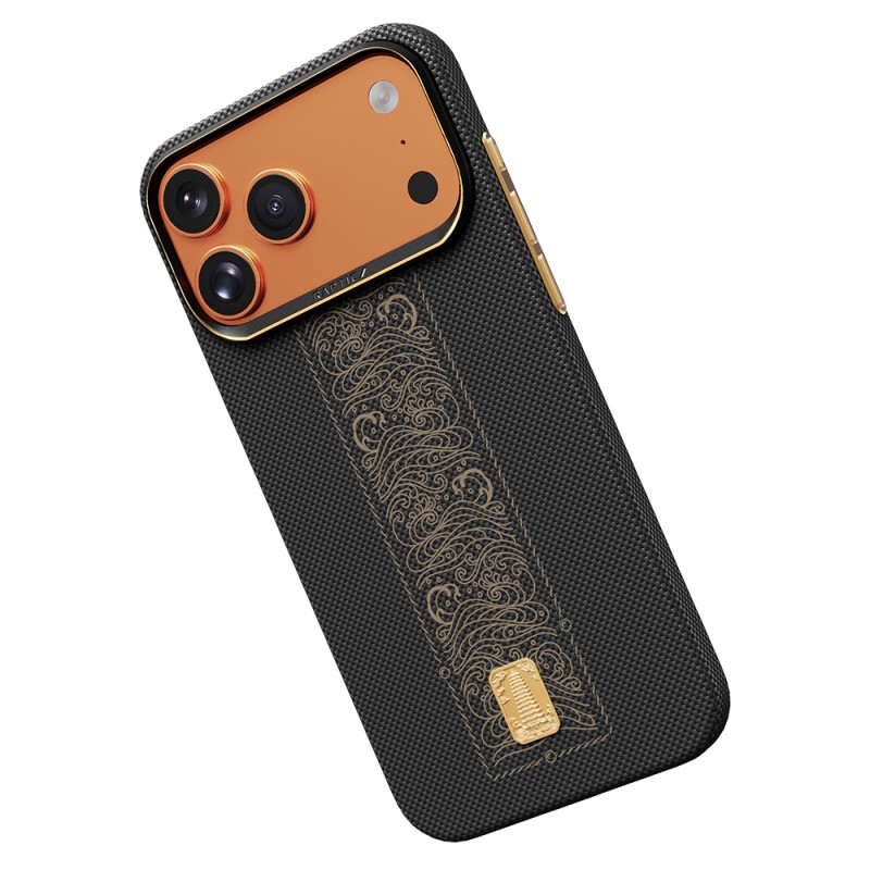 Apple iPhone 17 Pro Max Case M-safe Charging Enabled Raptic Aramid Skin Rise Series 24K Gold Plated Cover - 9
