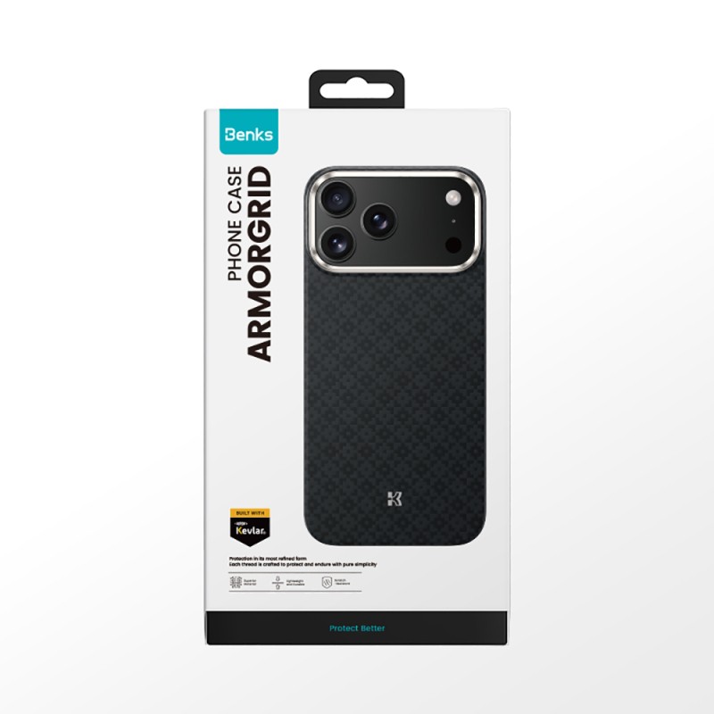Apple iPhone 17 Pro Max Case M-Safe Charging Feature Benks ArmorPro ArmorGrid Series Kevlar Cover - 28