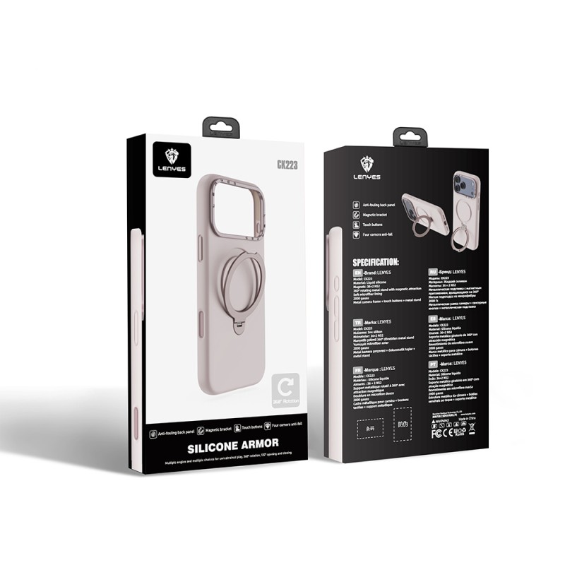 Apple iPhone 17 Pro Max Case M-safe Charging Feature Metal Stand Liquid Silicone Lenses CK223 Cover - 13