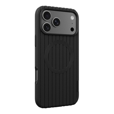 Apple iPhone 17 Pro Max Case M-Safe Charging Feature Striped Fabric Texture Zore Paris Lorin Cover - 16