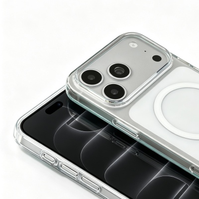 Apple iPhone 17 Pro Max Case M-Safe Charging Feature Zore Transparent Porto Single Camera Frame Cover - 3