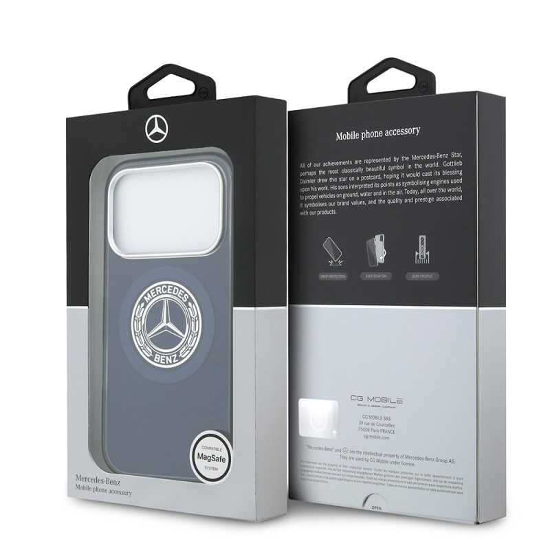 Apple iPhone 17 Pro Max Case Mercedes Benz Original Licensed M-Safe Charging Feature Dual Layer PC Nostalgic Star Design Cover - 30