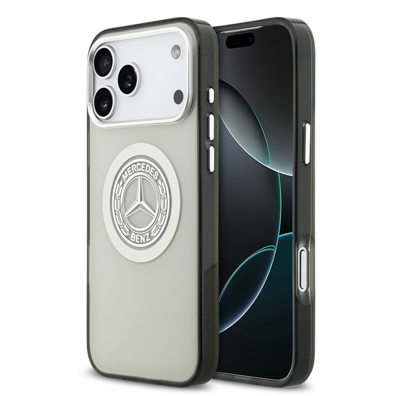 Apple iPhone 17 Pro Max Case Mercedes Benz Original Licensed M-Safe Charging Feature Dual Layer PC Nostalgic Star Design Cover - 4