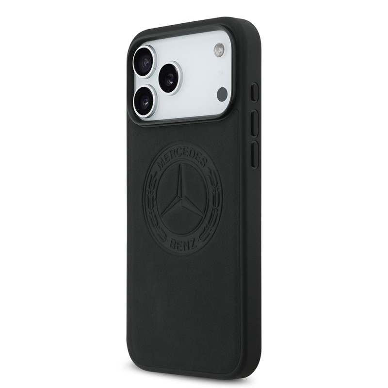 Apple iPhone 17 Pro Max Case Mercedes Benz Original Licensed M-Safe Charging Feature Genuine Leather Nostalgic Star Design Cover - 4