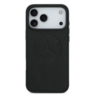 Apple iPhone 17 Pro Max Case Mercedes Benz Original Licensed M-Safe Charging Feature Genuine Leather Nostalgic Star Design Cover - 5