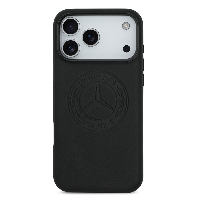 Apple iPhone 17 Pro Max Case Mercedes Benz Original Licensed M-Safe Charging Feature Genuine Leather Nostalgic Star Design Cover - 5