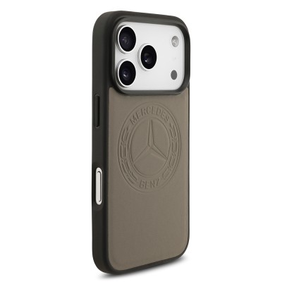 Apple iPhone 17 Pro Max Case Mercedes Benz Original Licensed M-Safe Charging Feature Genuine Leather Nostalgic Star Design Cover - 13