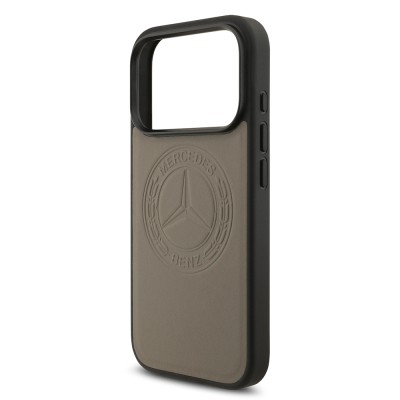 Apple iPhone 17 Pro Max Case Mercedes Benz Original Licensed M-Safe Charging Feature Genuine Leather Nostalgic Star Design Cover - 15